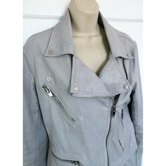 BLANKNYC Faux Leather Moto Jacket In Gray (Never Too Much) Womans Sz Medium - Picture 3 of 11